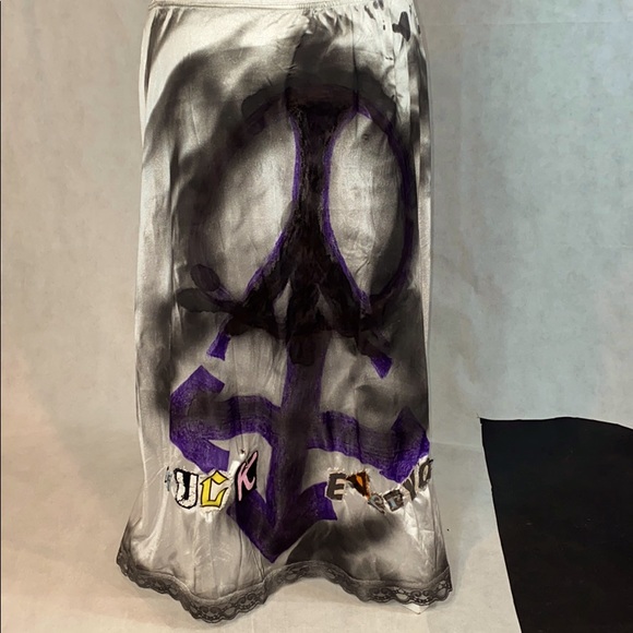 Anarchy is all around vintage upcycled nylon maxi slip skirt - Picture 4 of 9